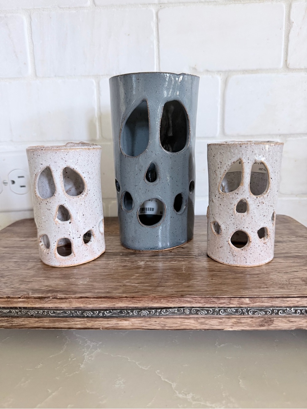 Ceramic Ghost Luminary Trio